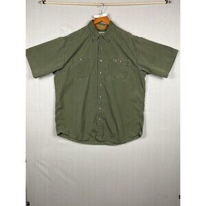 Carhartt XLT Mens Button Down Green Short Sleeve Outdoors Work Shirt Relaxed
